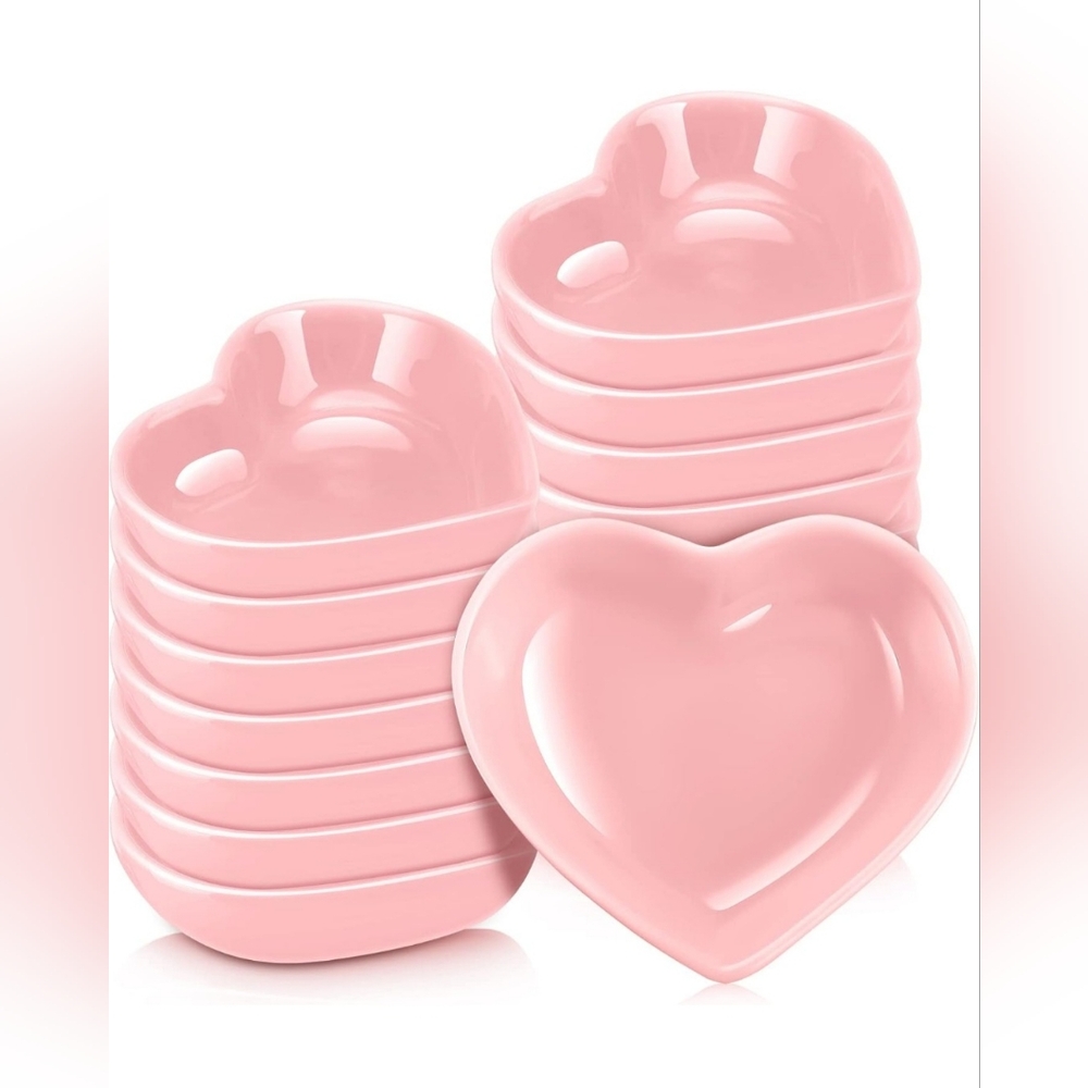 Heart Shapped Ceramic Dishes (12 Pieces